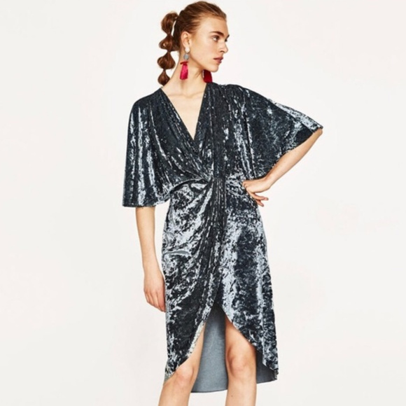 zara velvet wrap dress